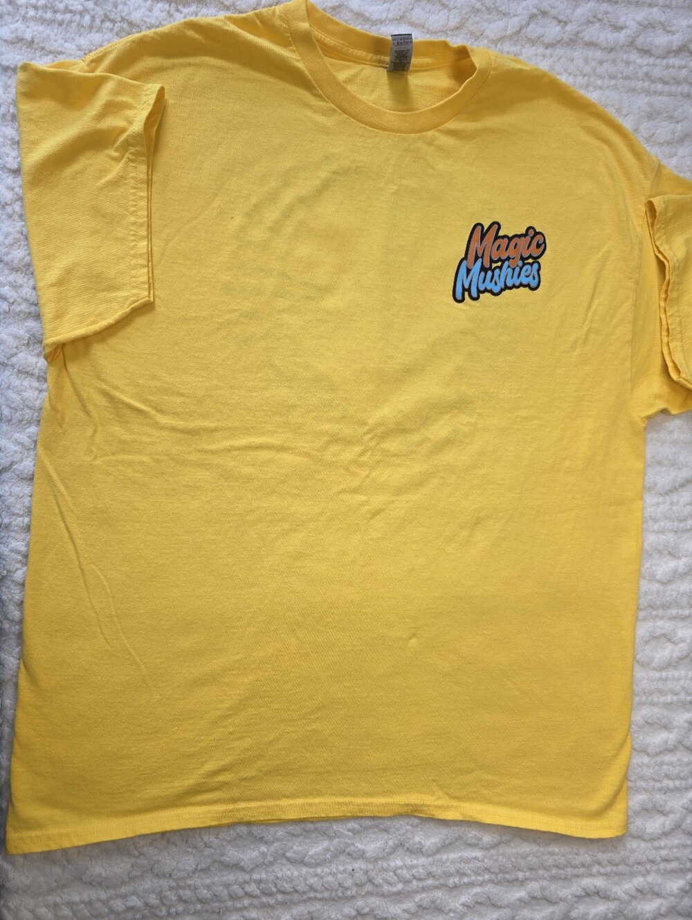 Magic Mushies Mushroom Graphic T-Shirt Yellow XL Gildan Cotton